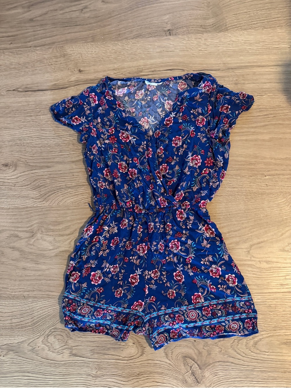 Kingston Blue Floral V-Neck Romper